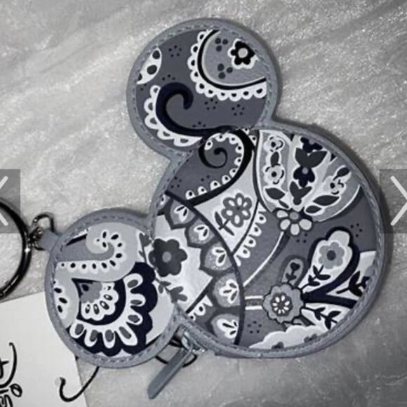 Vera Bradley Disney Mickey Mouse Zip Bag Charm Piccadilly Paisley Coin Purse - Picture 2 of 3